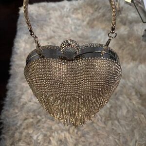 Silver heart shaped purse